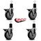 Service Caster 5'' Black Poly Swivel 1-3/4'' Expanding Stem Caster Set with Brake, 4PK SCC-EX20S514-PPUB-BLK-PLB-134-4 - alternate 4